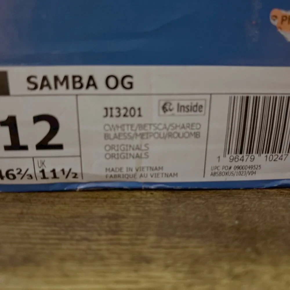 Adidas Samba OG Men’s Size 12 White Red Sneakers JI3201 | Classic Gum Sole | NWT - Picture 5 of 8